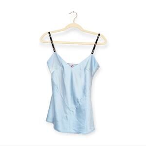 Hugo Boss Baby Blue Casrina Satin Top With Logoed Straps Size 4